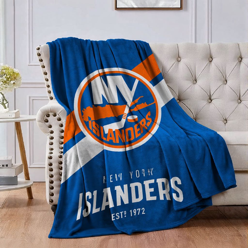 New York Hockey Blue White Sport Throw Blanket