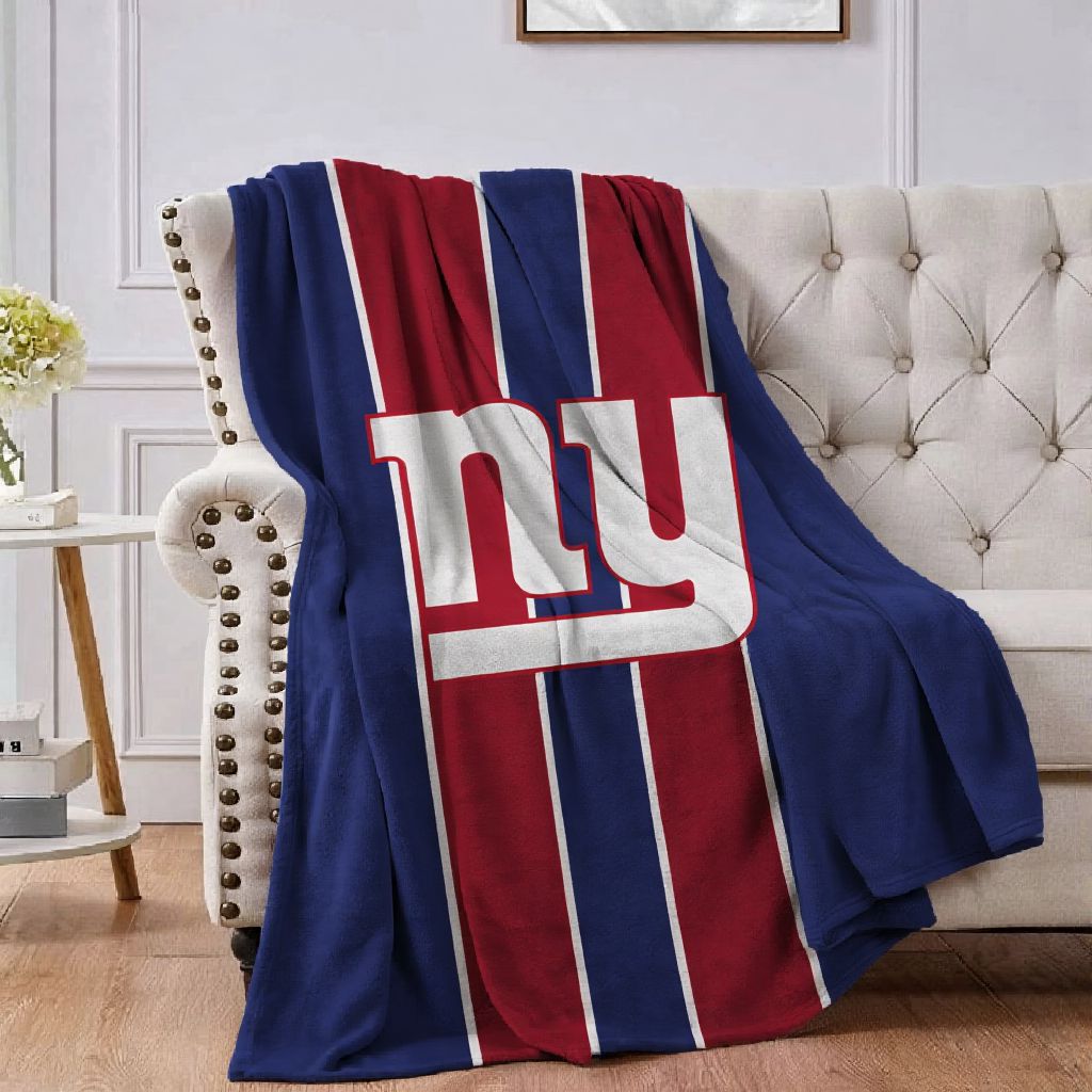 New York White Football Flannel Throw Blanket