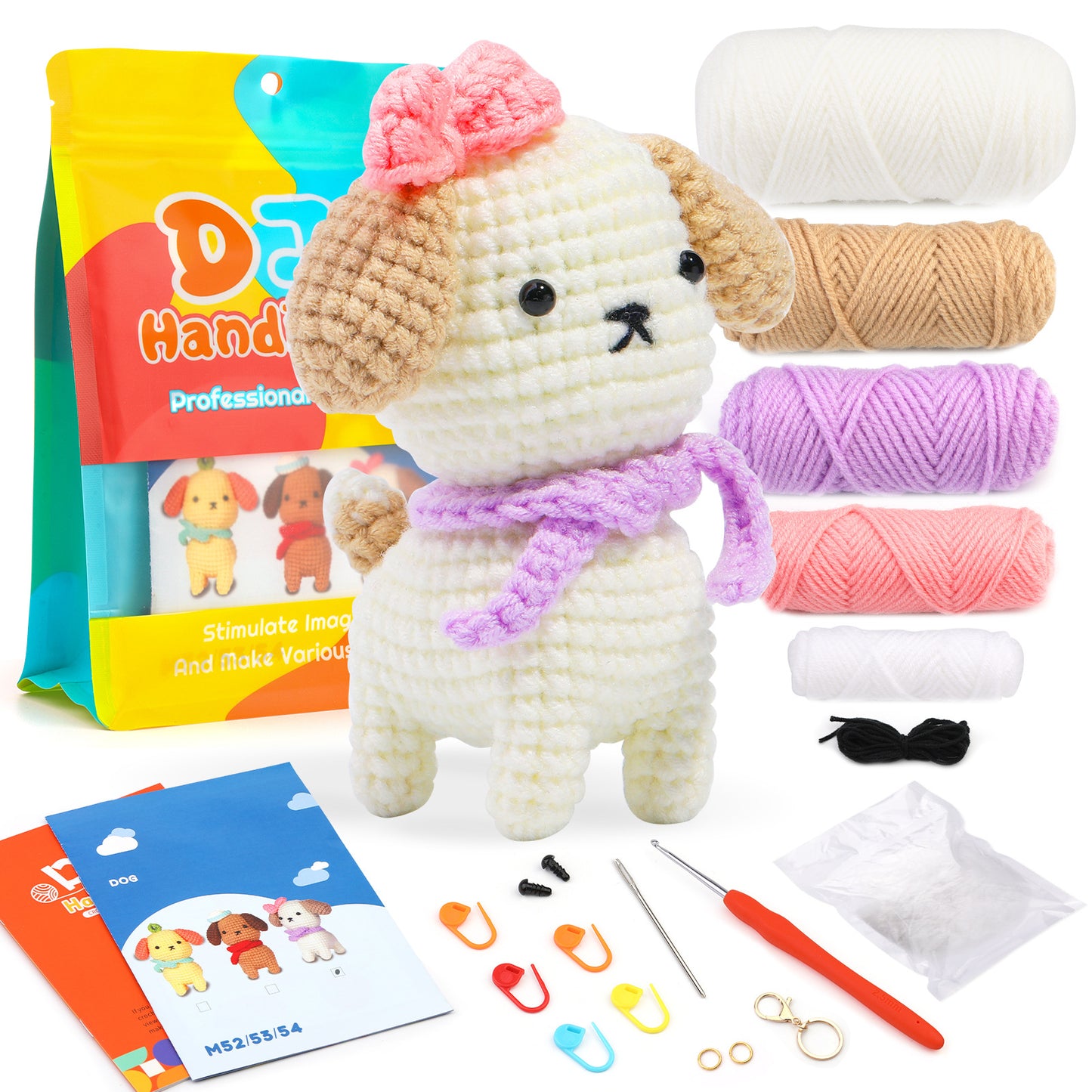 Bow Tie Dog with Hat Crochet Kit for Beginners
