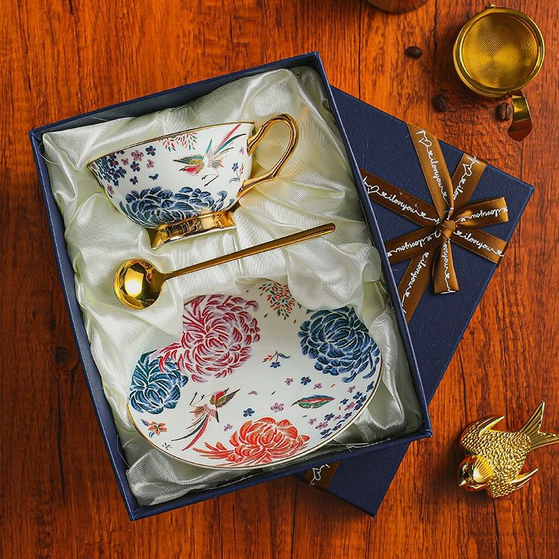 Oriental Flora Bird Tea Cup and Saucer Set