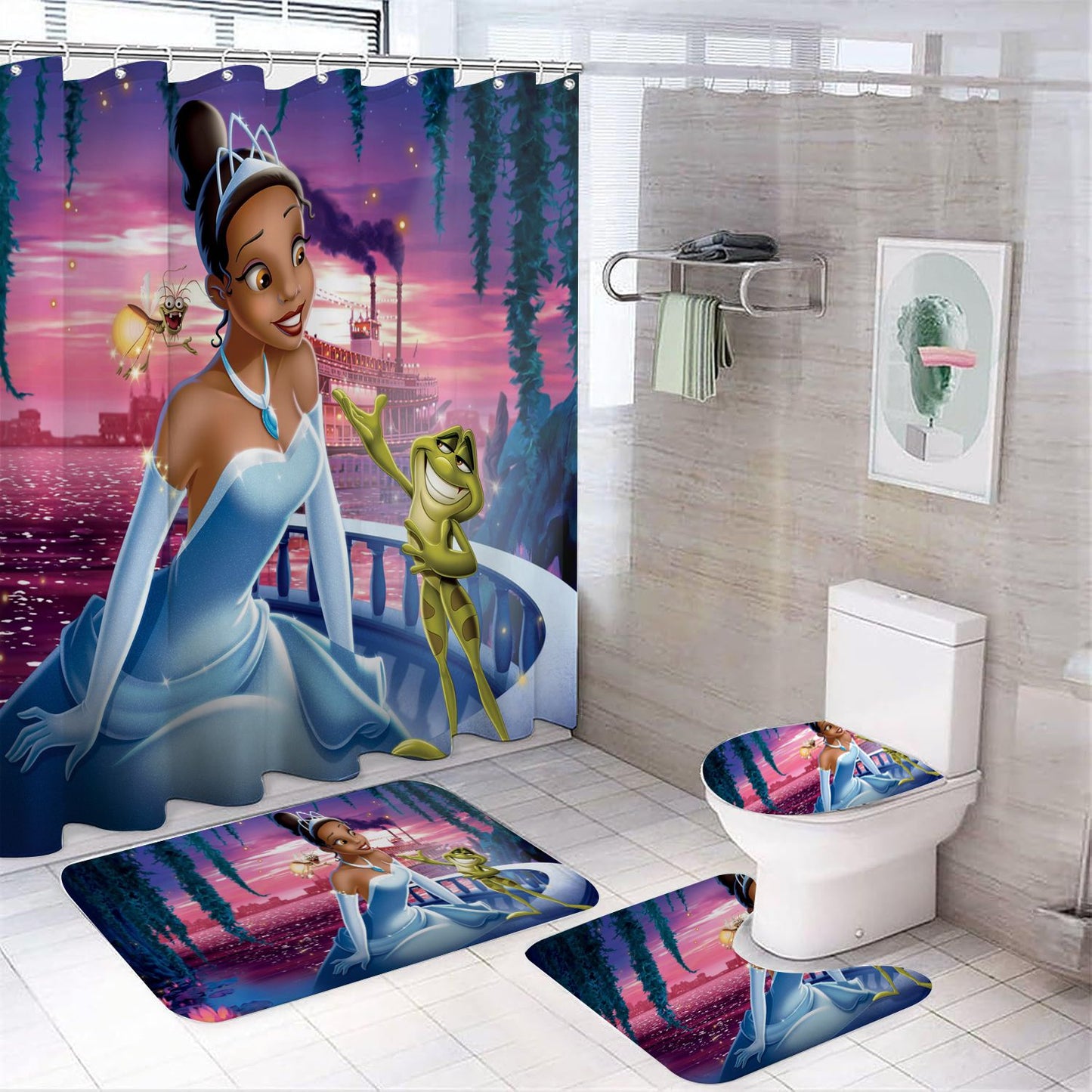 Princess Tiana with Frog Shower Curtain