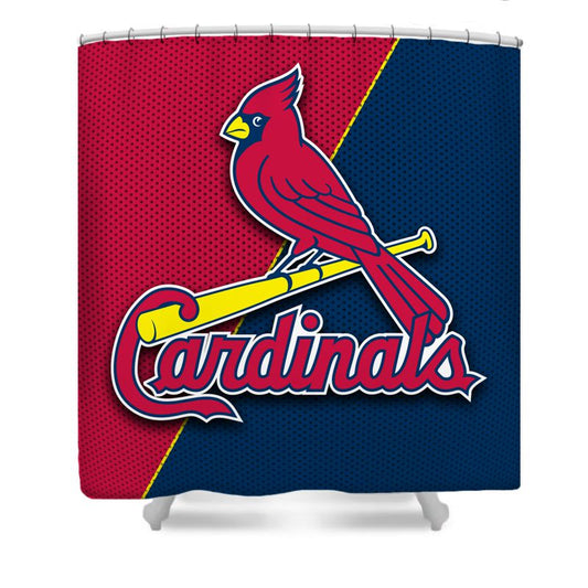 Red Blue St Louis Baseball Shower Curtain