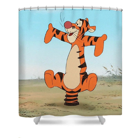 Retro Cartoon Tiger Shower Curtain