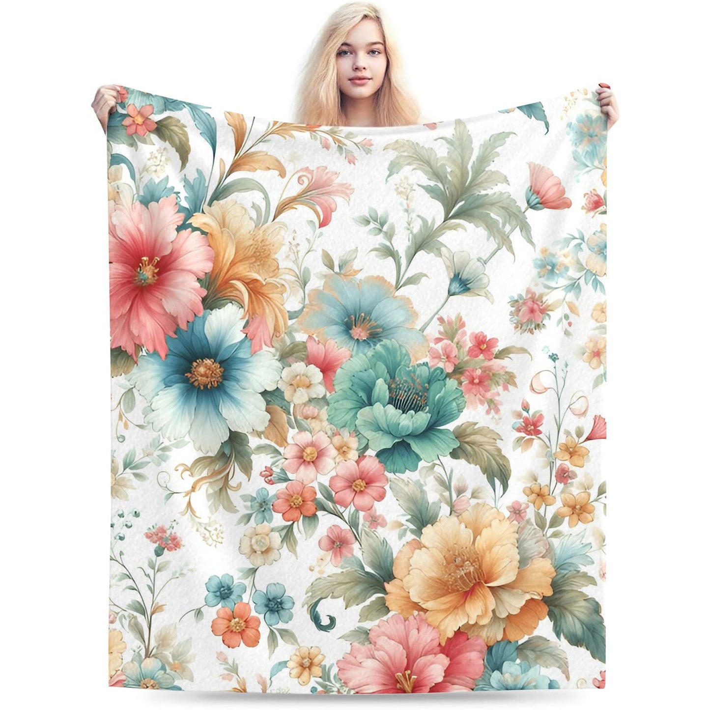 Seamless Spring Floral Throw Blanket