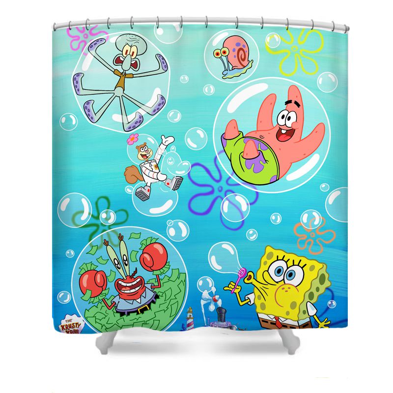Spongebob Duschvorhang, lächelndes Gesicht, gelbes Cartoon, 180x180cm