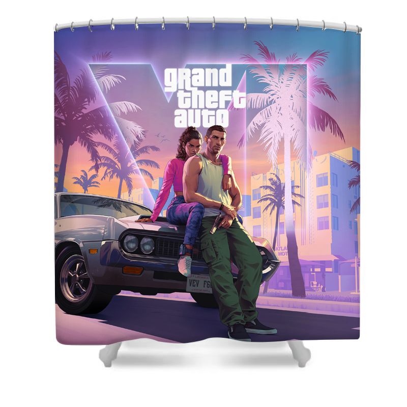 Vice City Leonida Video Game Shower Curtain Set