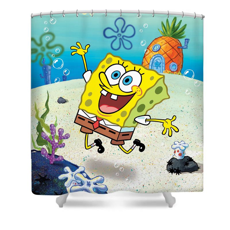 Rideau de Douche Spongebob, bob l éponge, visage souriant Rideaux 180x180