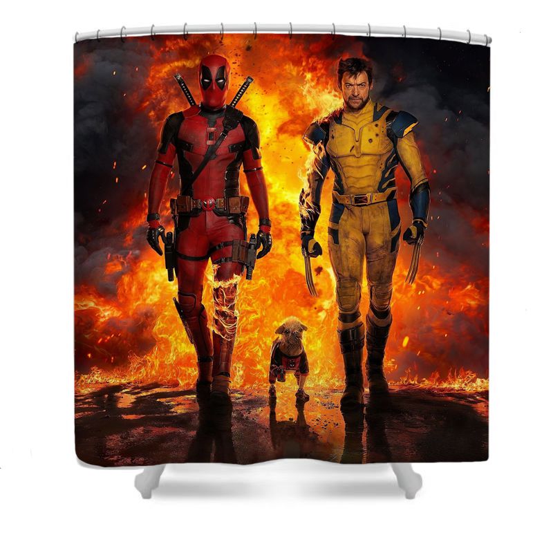 DeadPoo Wolverine Superhero Shower Curtain