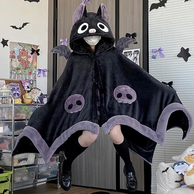 Bat Anime Girly Hooded Blanket