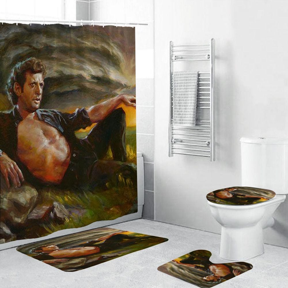 Funny Jeff Oil Painting with Monkey Shower Curtain