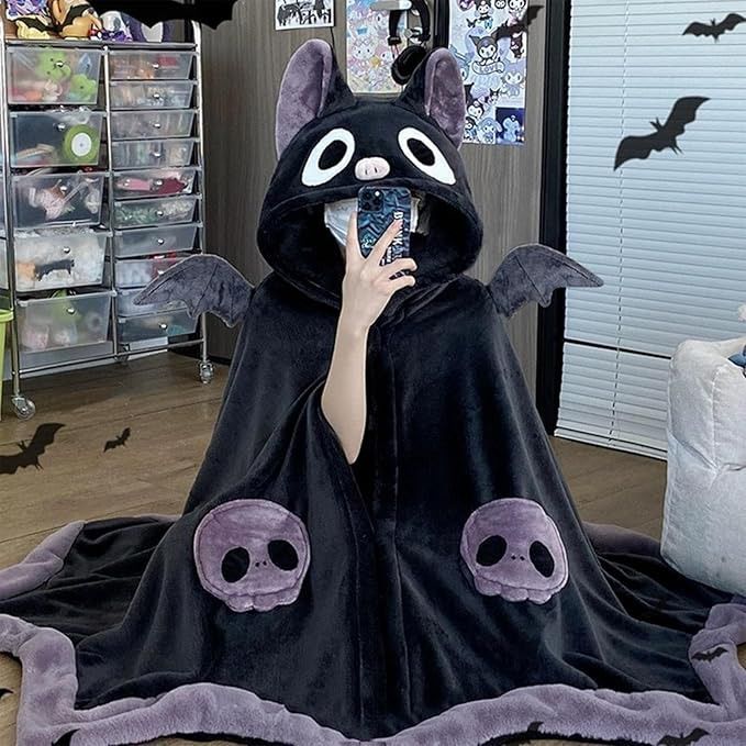 Bat Anime Girly Hooded Blanket