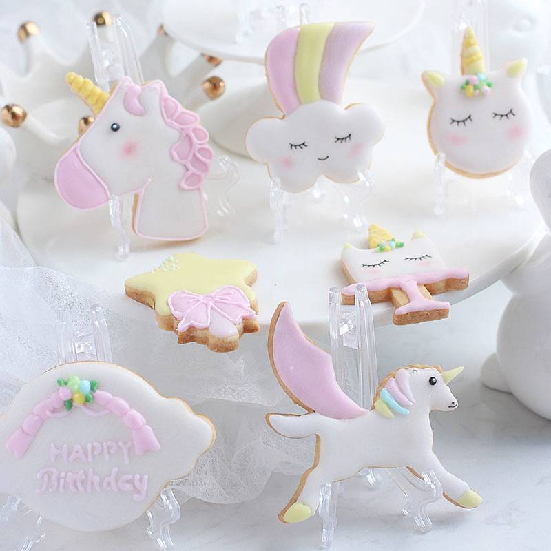 9 Pieces Girly Unicorn Cookie Cutters Fantasy Animal Kids Biscuit Fondant Set Baking Mold