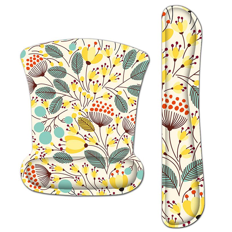 Elegant Yellow Flower Mouse Pad with Wrist Rest Keyboard Support