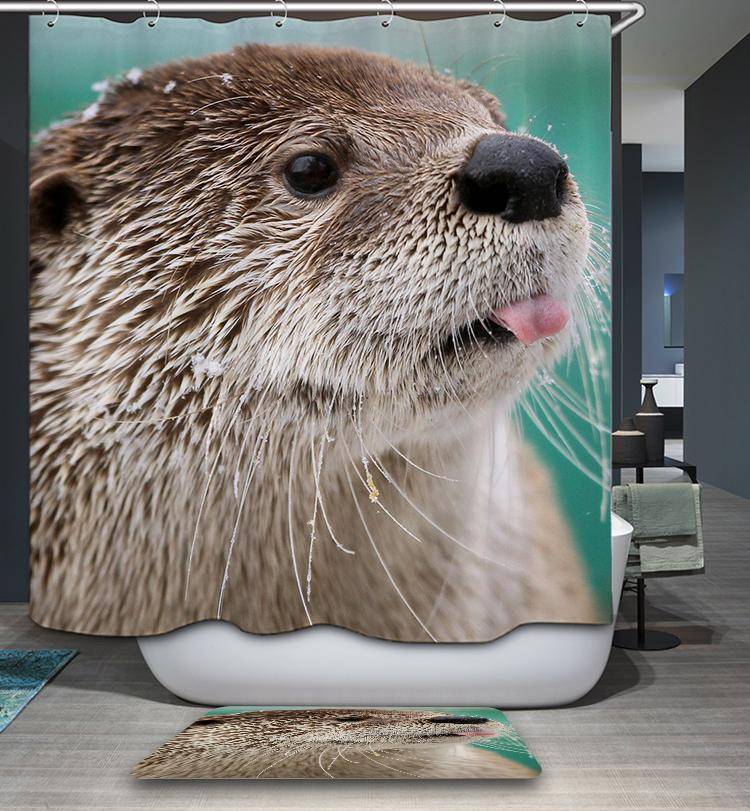 Cute Tongue Animal Otter Shower Curtain