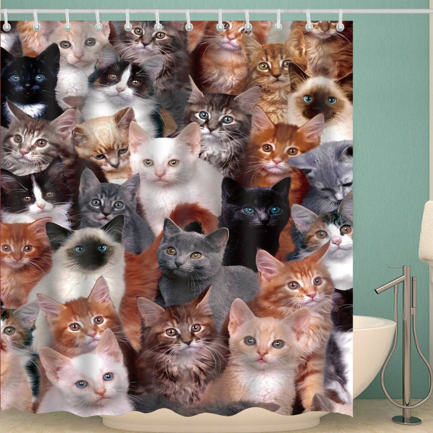Clowder Group of Cute Kitten Pet Cats Shower Curtain