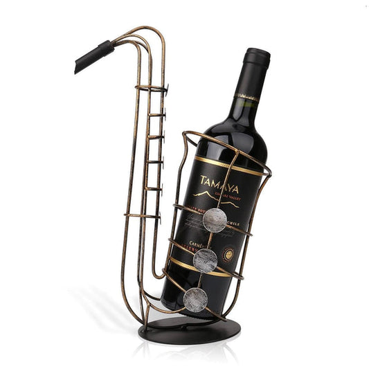 Wire Art Metal Saxophone Wine Bottle Holder