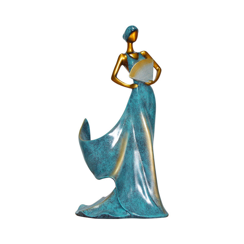 Beauty Lady with Hand Held Fan Wine Bottle Holder Medieval Style Wine Rack