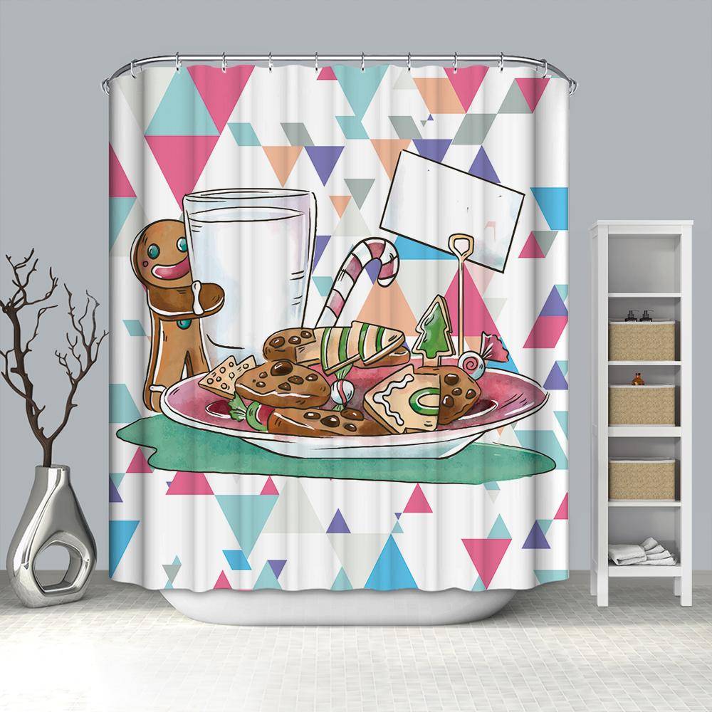 Cartoon Christmas Cookies Gingerbread Shower Curtain