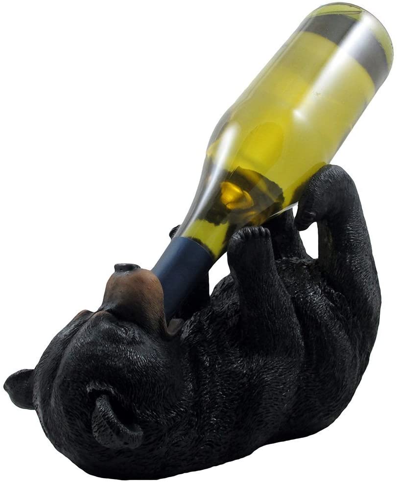 Laying on Back Black Bear WIne Bottle Holder