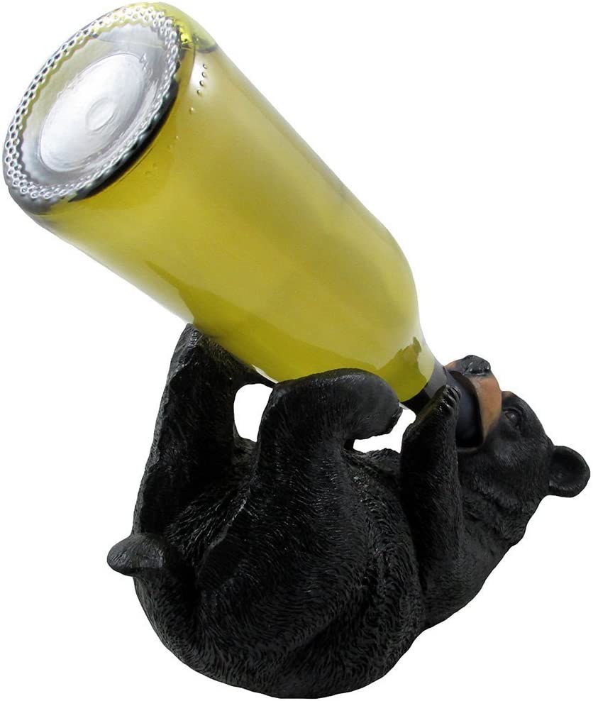 Laying on Back Black Bear WIne Bottle Holder
