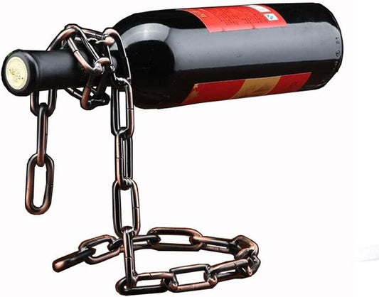 Magic Floating Steel Chain Link Wine Bottle Holder