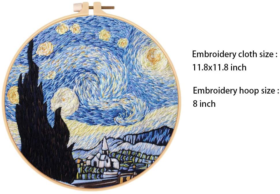 3 Pack of Starry Night Embroidery Kits Famous Painting Art Van Gogh Cross Stitch