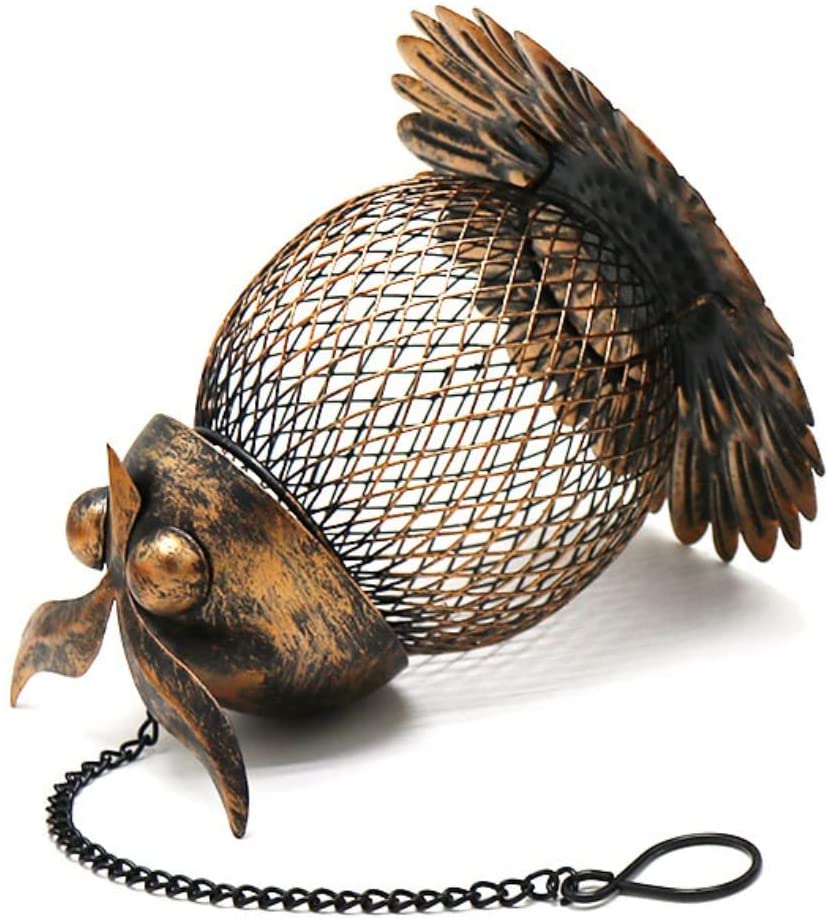 Heavy Duty Copper Metal Mesh Owl Shaped Bird Feeder