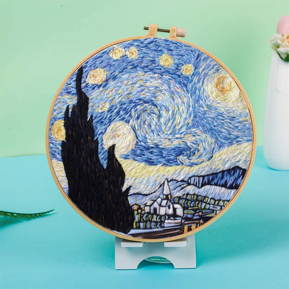 3 Pack of Starry Night Embroidery Kits Famous Painting Art Van Gogh Cross Stitch