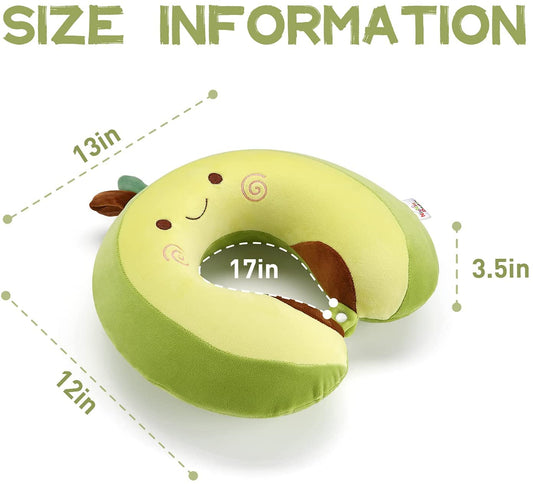 Cute Avocado Airplane Neck Pillow Plush Kids Chin Support Travel Sleeping Cushion