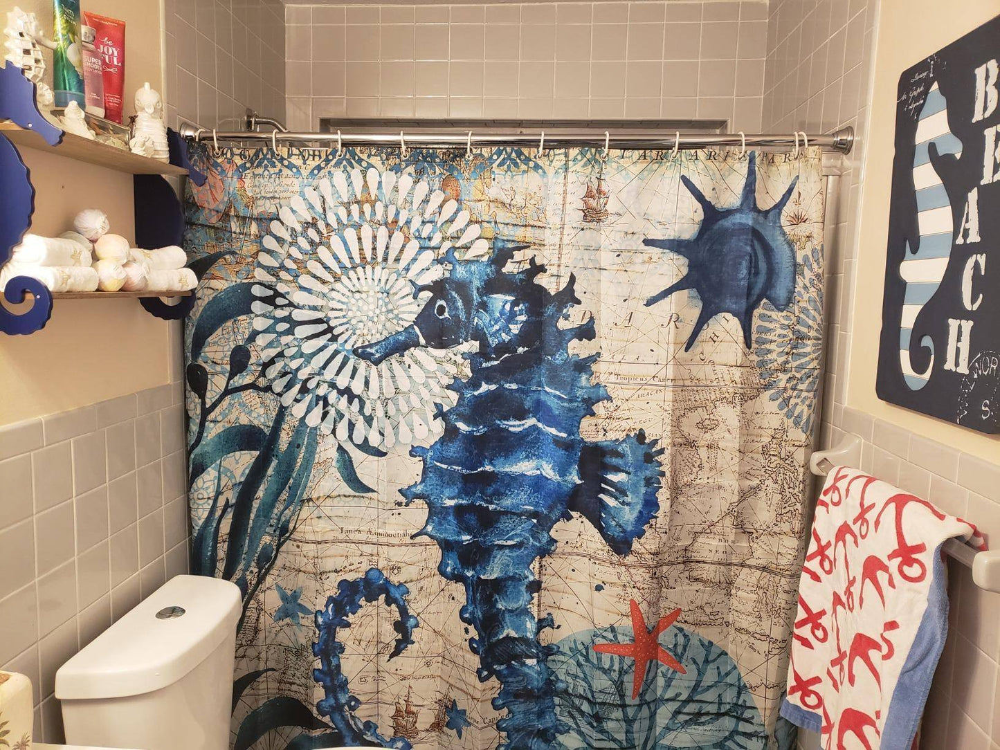 Vintage Green Ocean Underwater Seahorse Shower Curtain