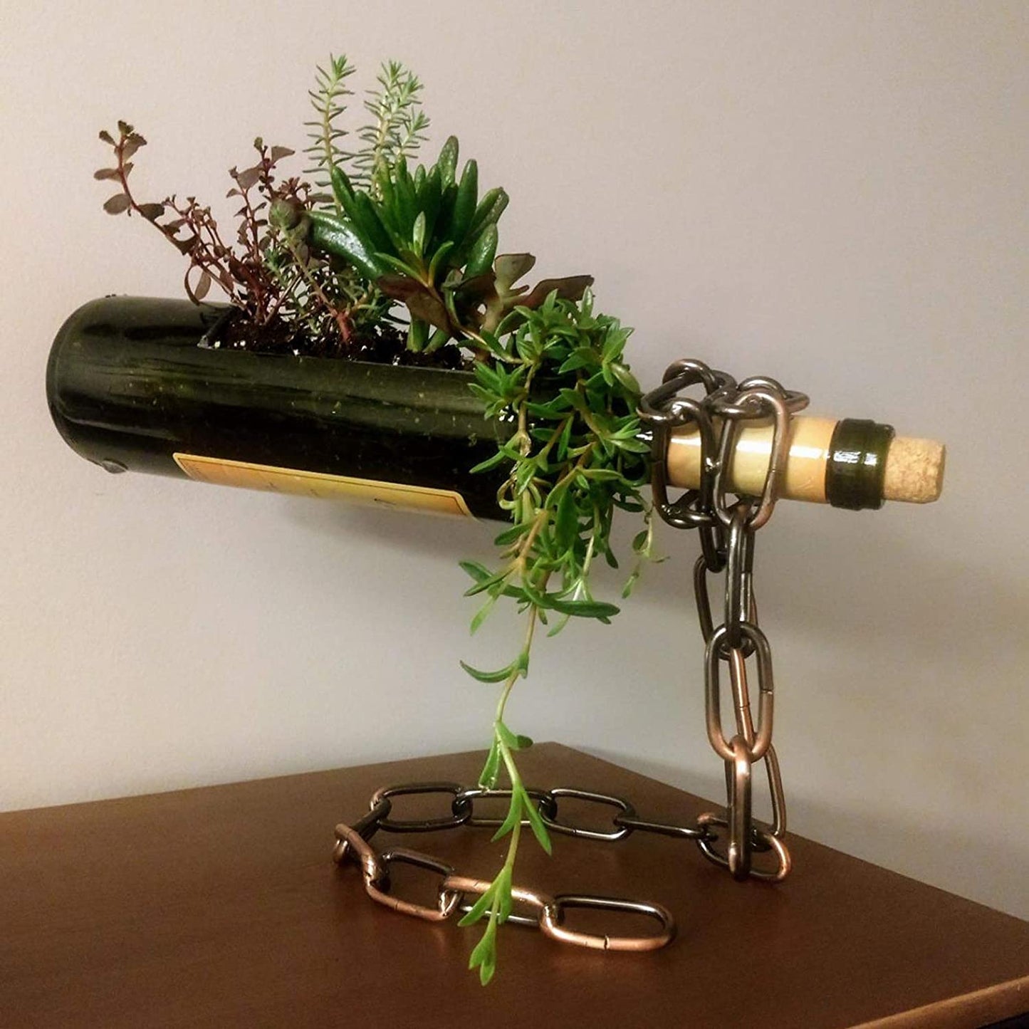 Magic Floating Steel Chain Link Wine Bottle Holder
