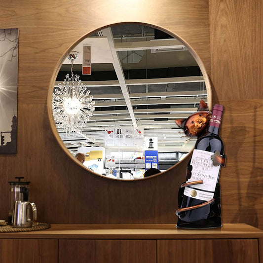 Wrought Iron Art Cat Wine Bottle Holder