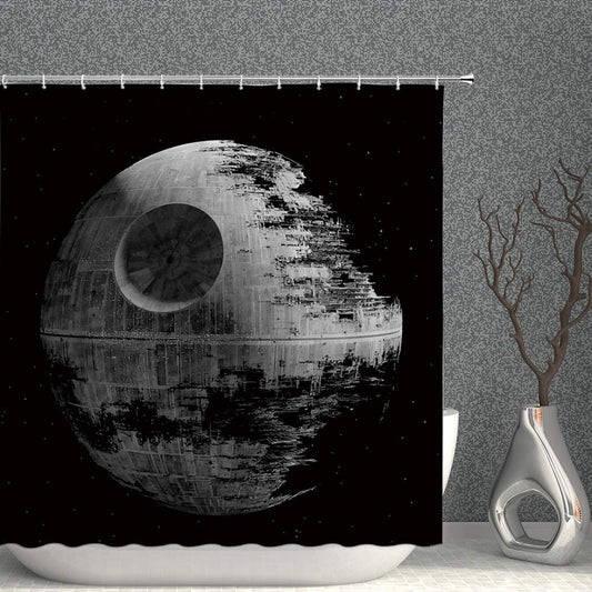 Black Grey Stars Death Planet Shower Curtain