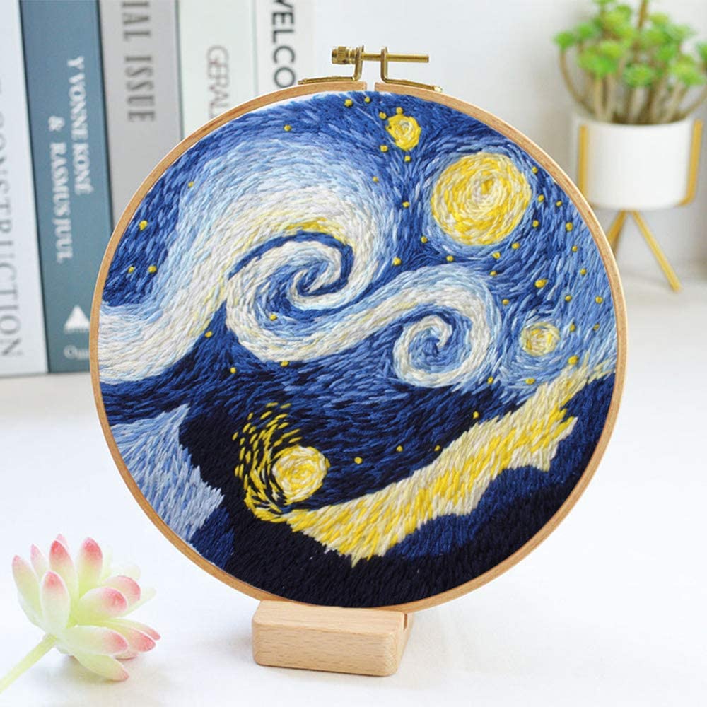 3 Pack of Starry Night Embroidery Kits Famous Painting Art Van Gogh Cross Stitch