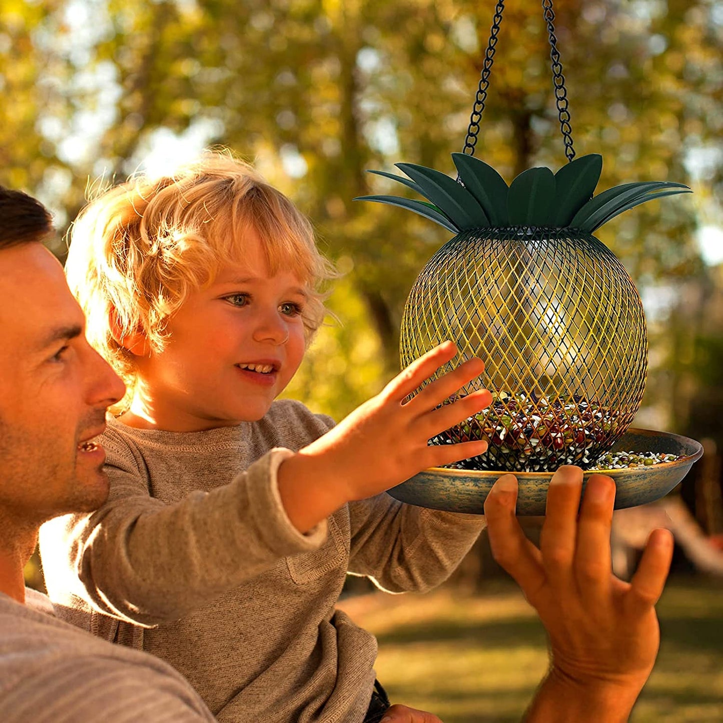 Top Fill Mesh Solar Powered Pineapple Bird Feeder