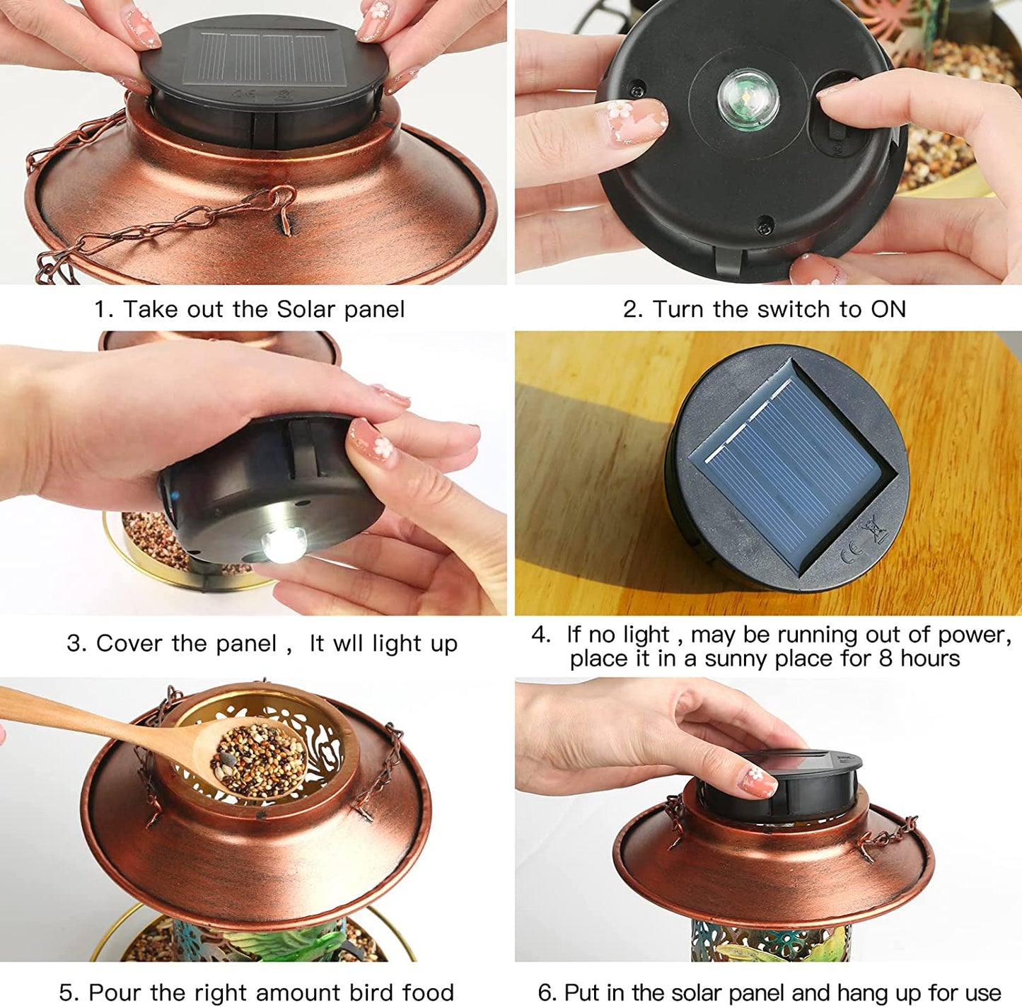 Metal Waterproof Cardinals Hummingbird Solar Lantern Bird Feeder