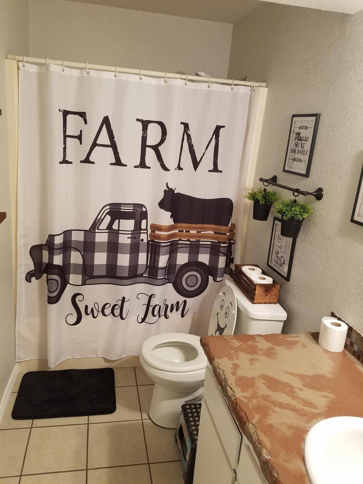 Carrying Cow Animals Brown Farm Truck Shower Curtain