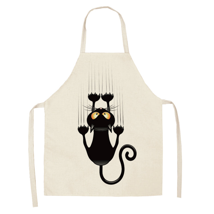 Black Cat Climbing Art Kitchen Apron