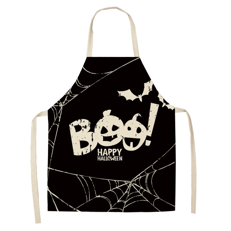 Black White Bee Happy Halloween Spider Bat Kitchen Apron