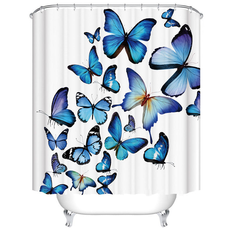 Beautiful Stunning Natural Flying Blue Butterfly Shower Curtain