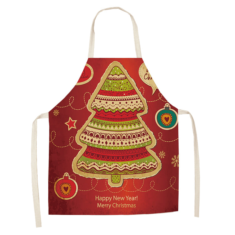 Cartoon Design Christmas Tree Kitchen Apron