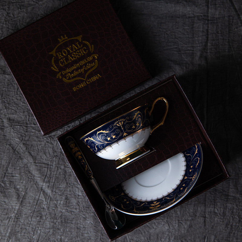Greek Key Paisley Floral Cup and Saucer Set - 3 Pieces