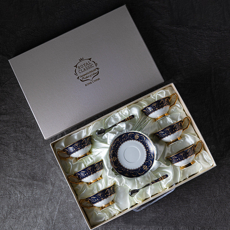 Greek Key Paisley Floral Cup and Saucer Set - 3 Pieces
