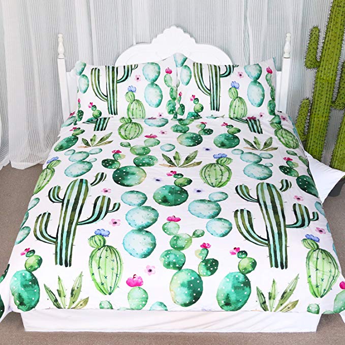 Green Painting Tropical Cactus Duvet Covers Bedding Sets