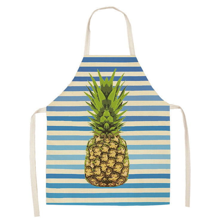 Navy Stripe with Golden Fruit Pineapple Kitchen Apron
