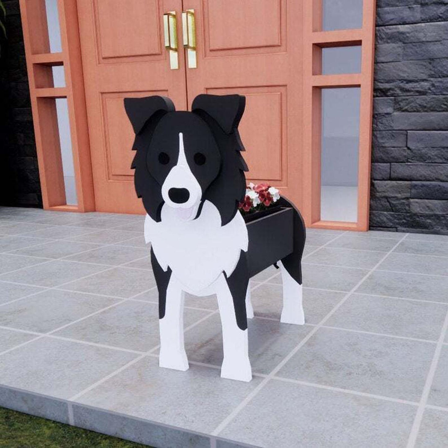 Border Collie Succulent Dog Planter Pot