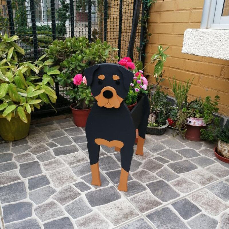 Rottweiler dog planter