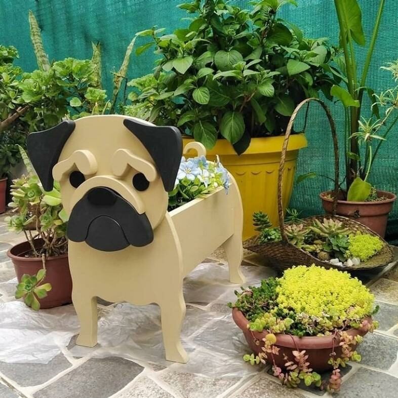 Yellow Pug Succulent Dog Planter Pot