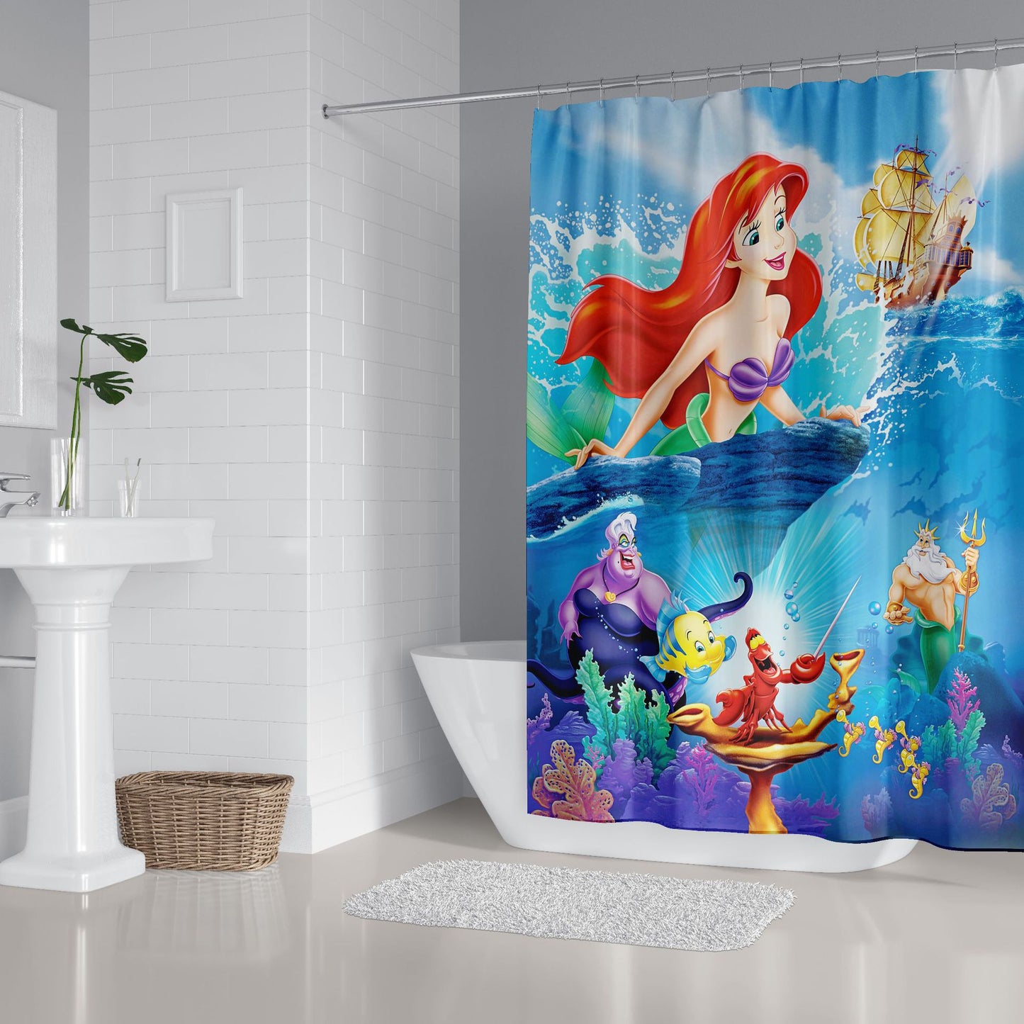 Cartoon Mermaid Ariel Bathroom Set - 4 Pcs