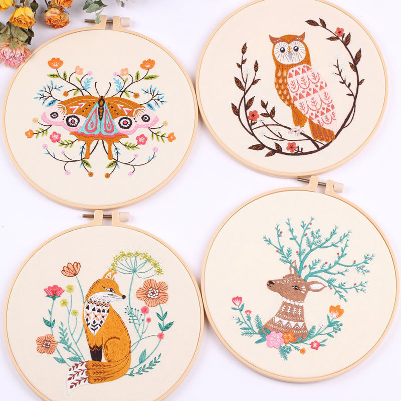 S Butterfly Flower Pattern Embroidery Starter Kit For Beginners